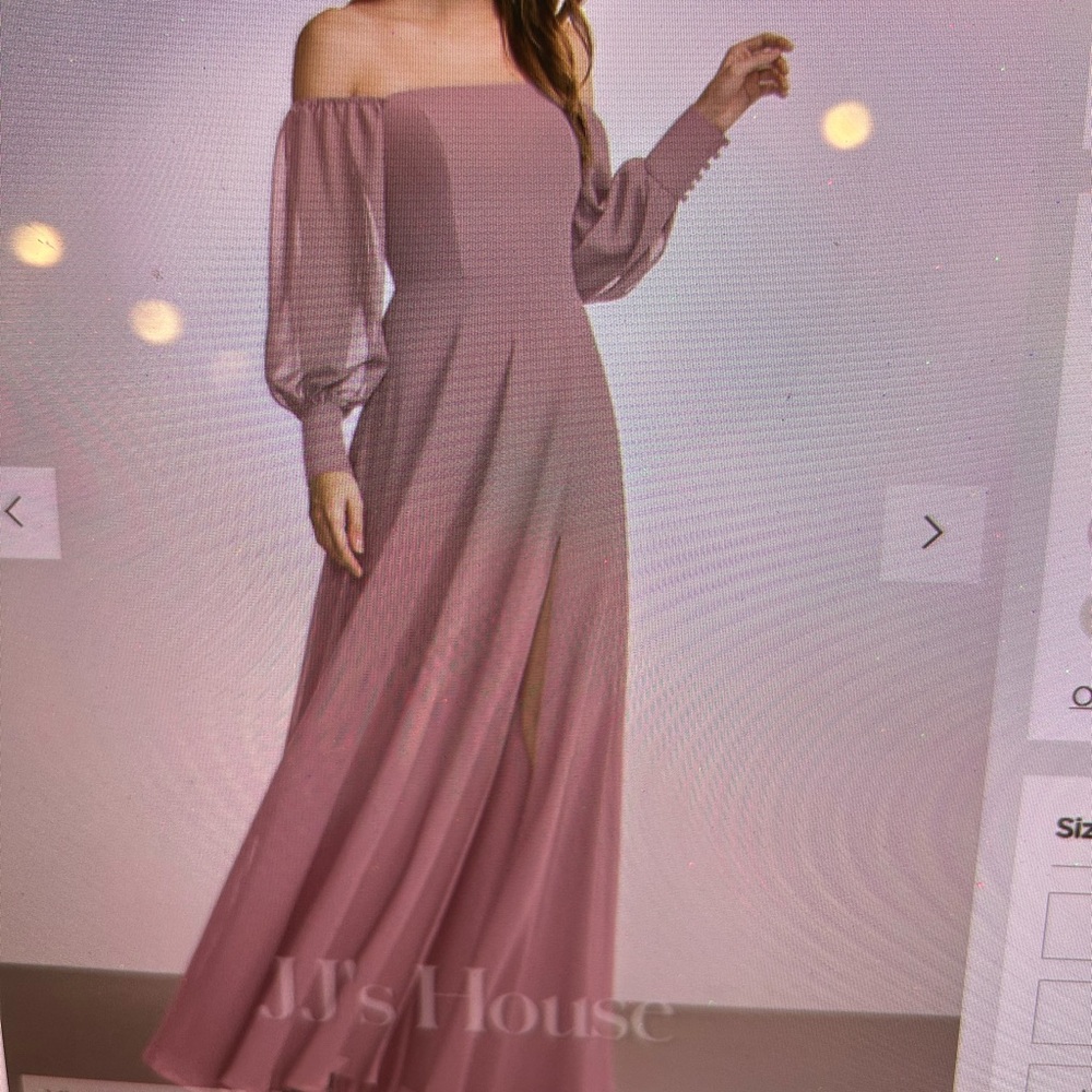 JJs House Mauve Off-Shoulder Long Sleeve Dress